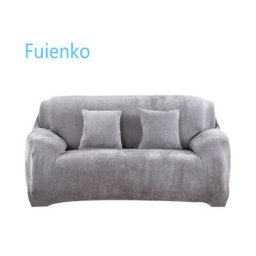Housse de Canapé Velours 2 Places 145-185cm Élastique Spandex Grise Fuienko