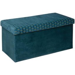 Pouf Pliable Double Velours Bleu Canard Liam Atmosphera créateur d'intérieur - Bleu canard