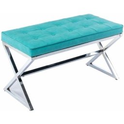 Banc Ottoman Banc d'entrée en Cuir pu Banquette Capitonnée avec Base en Métal pour Couloir et