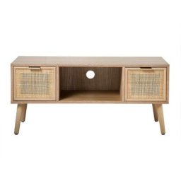 Casame - Meuble tv 2 Tiroirs Façades Rotin - L100 cm - Casâme - Bois clair