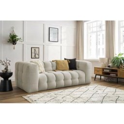 Canapé droit fixe Bobochic Canapé droit fixe 3 places cloud Beige - Beige