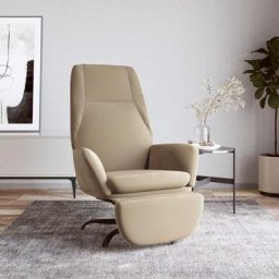 Chaise de relaxation Fauteuil relax - et repose-pied Gris clair Tissu microfibre Bonnevie 82965