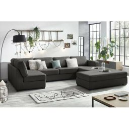 Canapé panoramique convertible Bobochic Canapé panoramique convertible mega avec pouf Angle droit