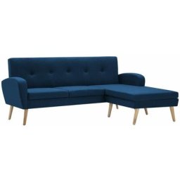Canapé d'angle Revêtement en tissu 186x136x79 cm Bleu Vidaxl Blue