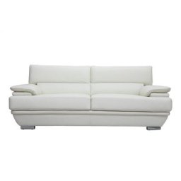 Canapé design avec têtières ajustables 3 places cuir blanc et acier chromé ewing - Blanc