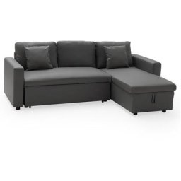 Canapé d'angle convertible simili clark 3 places gris - Gris