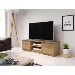 Bratex - Meuble tv 120 cm dingo, Meuble tv, éclairage led inclus, couleur châtaigne
