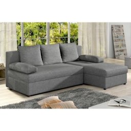 Canapé d'angle convertible - gilo - en tissu luxe 3/4 places, gris, angle droit (vu de face) - Gris