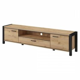 Meuble tv xl 210cm collection bowie. Couleur chêne et noir. 2 portes et 1 tiroir. - Marron - Bois