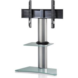 Zental Meuble tv avec base en verre et 1 tablette en verre, argenté, verre dépoli. - Argent