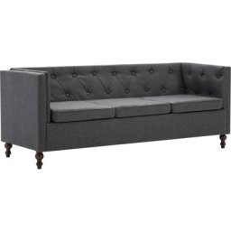 Vidaxl - Canapé Chesterfield à 3 places Revêtement en tissu Gris foncé Dark grey