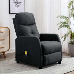 Fauteuil inclinable de massage | Fauteuil de Relaxation Gris foncé Tissu