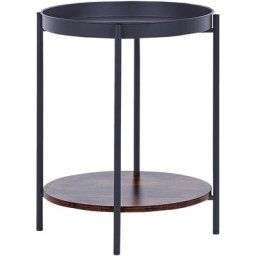 Table d'appoint Bois Sombre et Noir en Acier avec Plateau Amovible Style Industriel Borden - Noir