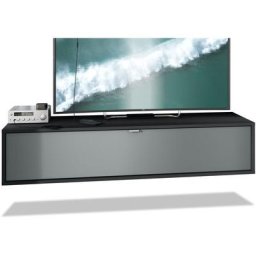 Meuble de tv Armoire suspendue Lowboard Lana noir mat - haute brillance - Façades en Graphite