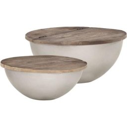 Ensemble de 2 tables basses Forme de bol Bois manguier massif Vidaxl Brun