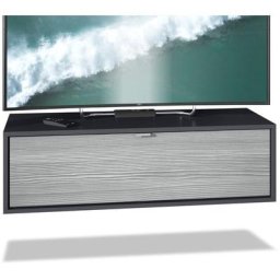Meuble de tv Armoire suspendue Lowboard Lana noir mat - haute brillance - Façades en