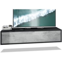Vladon Meuble de TV Armoire suspendue Lowboard Lana noir mat - haute brillance - Façades en Aspect
