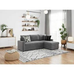 Canapé d'Angle maria Réversible et Convertible avec Coffre en microfibre - Gris - Gris