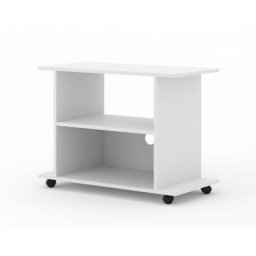 Ac-déco - Meuble tv à roulettes Yogi en bois - Blanc - l 80 x p 40 x h 60 cm - Livraison gratuite