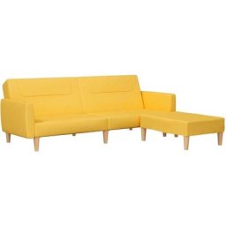 Vidaxl - Canapé-lit à 2 places avec repose-pied Jaune Tissu Jaune