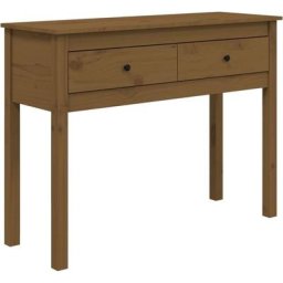 Table console Marron miel 100x35x75 cm Bois massif de pin Vidaxl marron miel