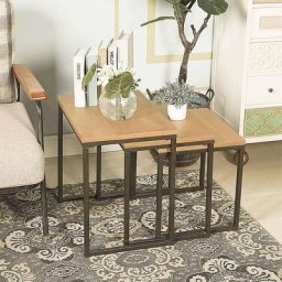 Wyctin - Hofuton Lot de 3 tables basses gigognes empilable 35/40/45cm design industriel