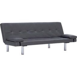 Vidaxl - Canapé-lit avec deux oreillers Gris Similicuir Grey