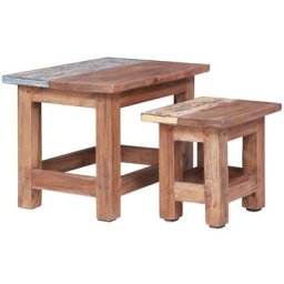 Tables gigognes 2 pcs Bois de récupération massif Vidaxl Brun