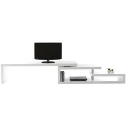 Miliboo - Meuble tv design pivotant blanc laqué brillant L255 cm max V2 - Blanc