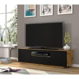 Bim1 - Meuble tv suspendu ou au sol Led Inclus 150x42/36x37 Cm stand aura Structure Chêne et