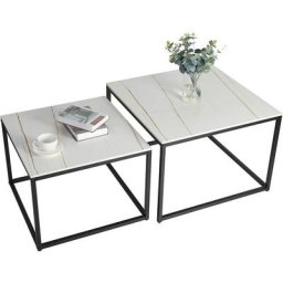 Table Basse Gigogne Salon Marbre: Tables Gigognes Carrées Industrielle Lot de 2 Bout de Canapé