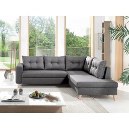 Nordic - canapé scandinave d'angle droite l convertible en tissu - gris foncé - Gris foncé