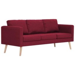 Canapé à 3 places Tissu Rouge bordeaux vidaXL - Red