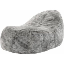 Pouf Chaise Longue en Fausse Fourrure Dream, xxl Poufs de Salon Géant, Gris Loup - Gris Loup - Icon