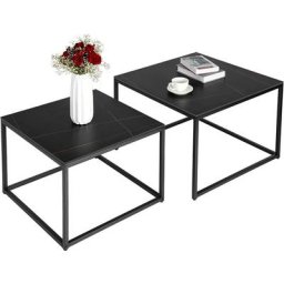 Table Basse Gigogne Salon Marbre: Tables Gigognes Carrées Industrielle Lot de 2 Bout de Canapé