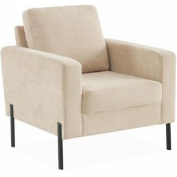 Alice's Garden - Fauteuil en velours côtelé beige - Bjorn - Canapé 1 place fixe droit pieds métal