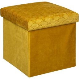 Pouf Pliable Velours Ocre Liam Atmosphera créateur d'intérieur - Ocre