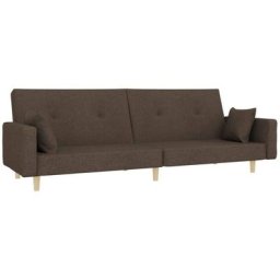 Vidaxl - Canapé-lit à 2 places avec deux oreillers Taupe Tissu Taupe