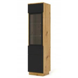 Bb Loisir - Meuble Vitrine de rangement sur pied ou a susendre aura Chêne artisan/Noir mat