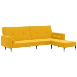 Vidaxl - Canapé-lit à 2 places avec repose-pied Jaune Velours Jaune