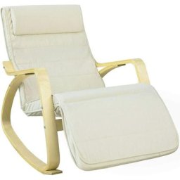 Sobuy - Fauteuil à Bascule Avec Repose-pied Réglable Design Rocking Chair Fauteuil Relax Bouleau