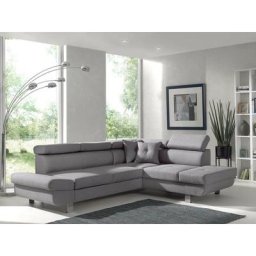 Lisbona - canapé d'angle droit convertible - 5 places - avec têtières - gris clair - Gris clair