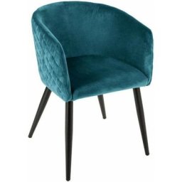 Atmosphera - Fauteuil en velours Marlo - Bleu canard - l 56 x h 76 cm - Livraison gratuite - Bleu