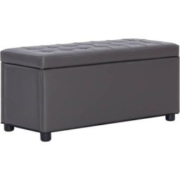 Pouf de rangement 87,5 cm Gris Similicuir Vidaxl Gris