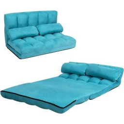 Canapé Convertible 2 Place 113 x 180 cm Dossier Réglable à 6 Positions Housse en Suède Détachable ,