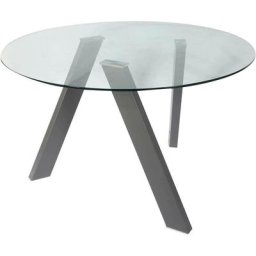 Table basse avec plateau rond, Table de salon, Table basse design avec plateau en verre trempé,