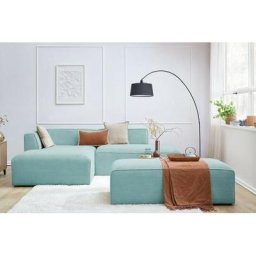 Canapé modulable BOBOCHIC - Canapé d'angle fixe modulable MEGEVE tissu velours côtelé avec pouf