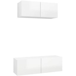 Ensemble de meuble tv 2 pcs Blanc brillant Aggloméré Vidaxl High gloss white