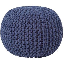 Pouf en tricot Coloris Bleu Marine - Bleu Marine - Homescapes
