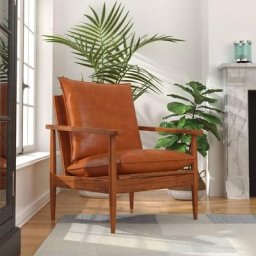 Fauteuil Relax Fauteuil Salon - Marron Cuir véritable avec bois d'acacia BV934680 Bonnevie